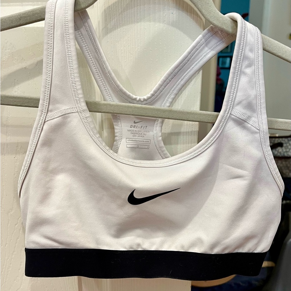 White Nike sports bra